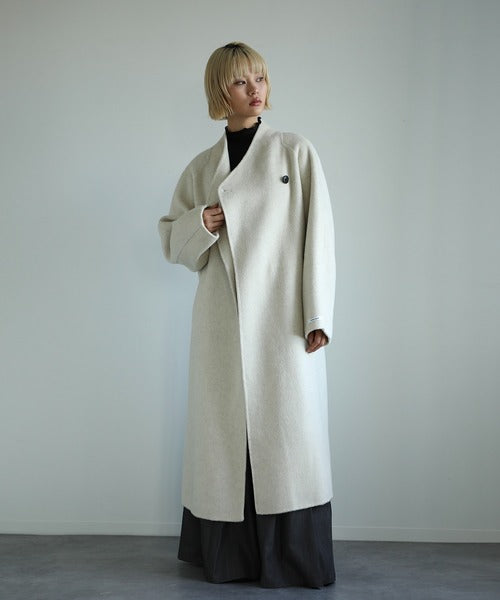 【moyo】ノーカラーラグラン　ロングコート