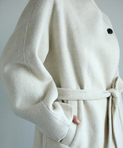 【moyo】ノーカラーラグラン　ロングコート