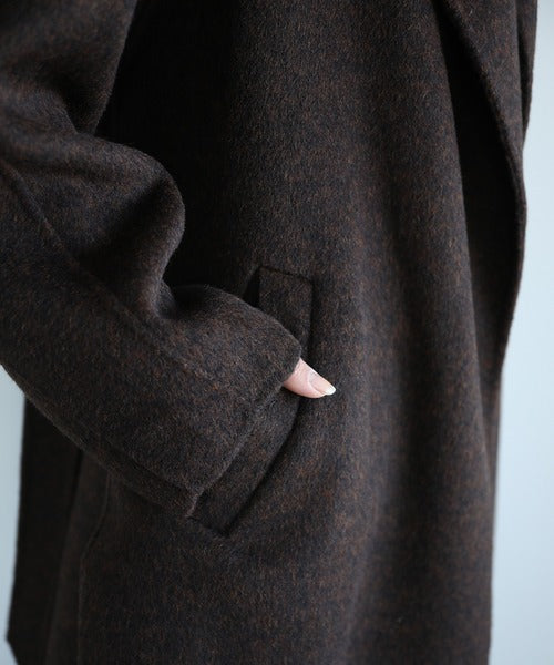 【moyo】ノーカラーラグラン　ロングコート