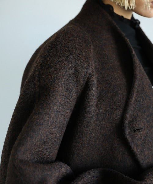 【moyo】ノーカラーラグラン　ロングコート