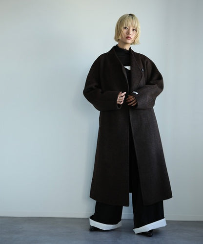 【moyo】ノーカラーラグラン　ロングコート