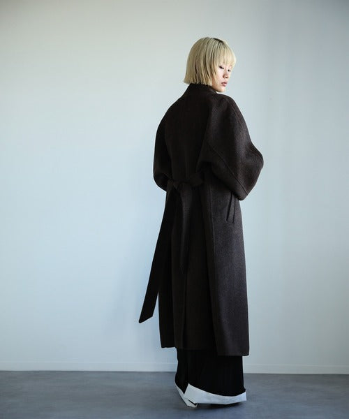 【moyo】ノーカラーラグラン　ロングコート