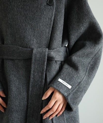 【moyo】ノーカラーラグラン　ロングコート