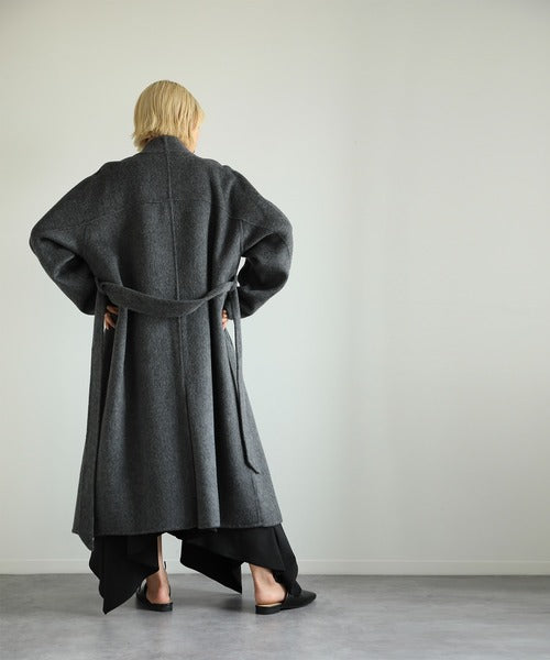 【moyo】ノーカラーラグラン　ロングコート