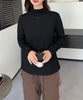 ボタン付きハイネックトップス