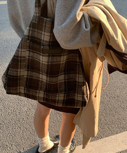 チェック柄トートバッグ
