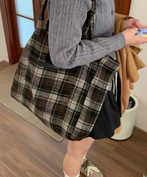 チェック柄トートバッグ