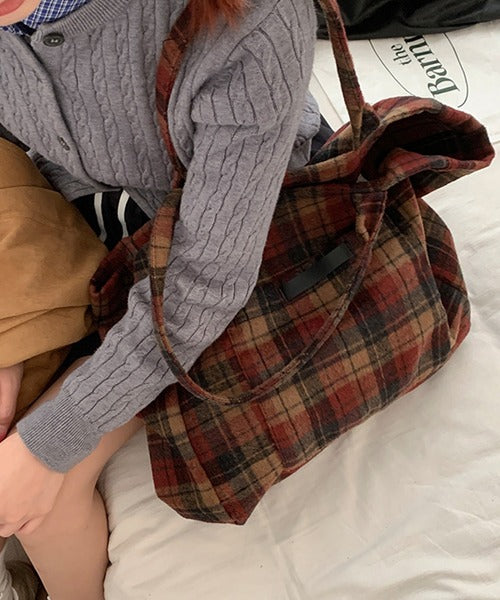 チェック柄トートバッグ