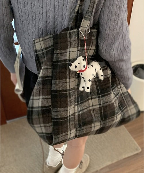 チェック柄トートバッグ