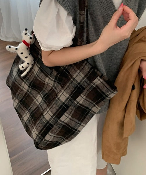 チェック柄トートバッグ