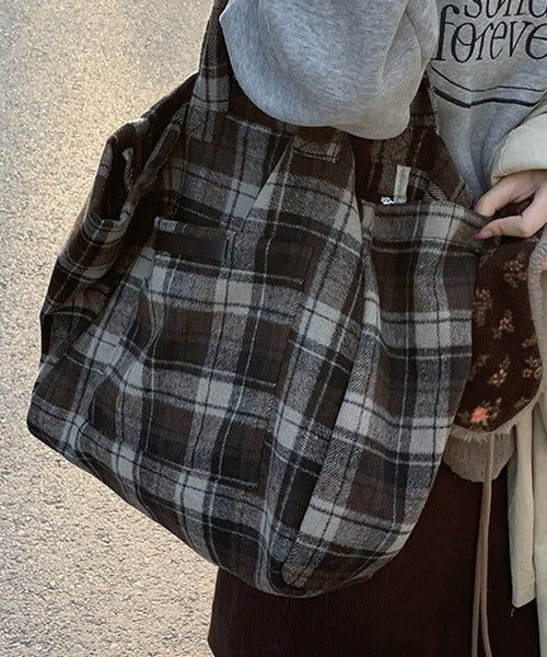 チェック柄トートバッグ