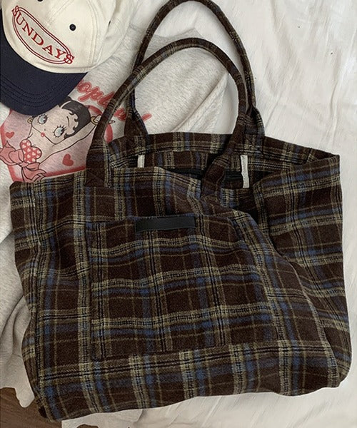 チェック柄トートバッグ