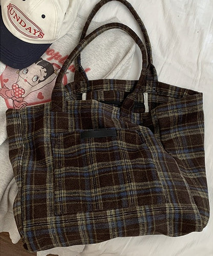 チェック柄トートバッグ