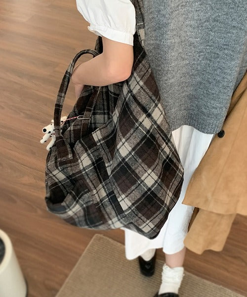 チェック柄トートバッグ