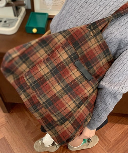 チェック柄トートバッグ