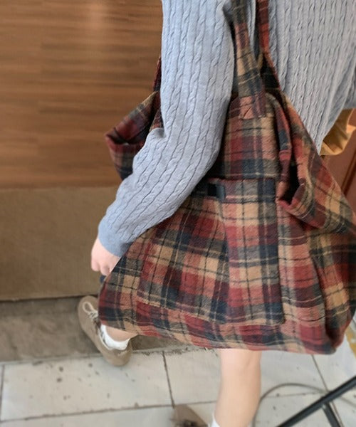 チェック柄トートバッグ