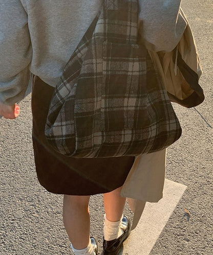 チェック柄トートバッグ