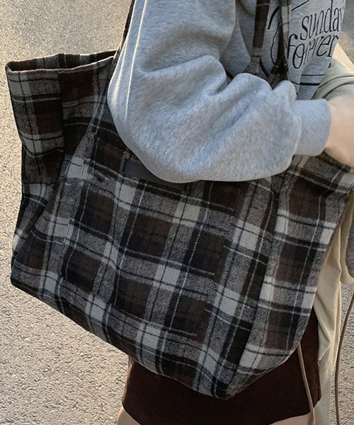 チェック柄トートバッグ