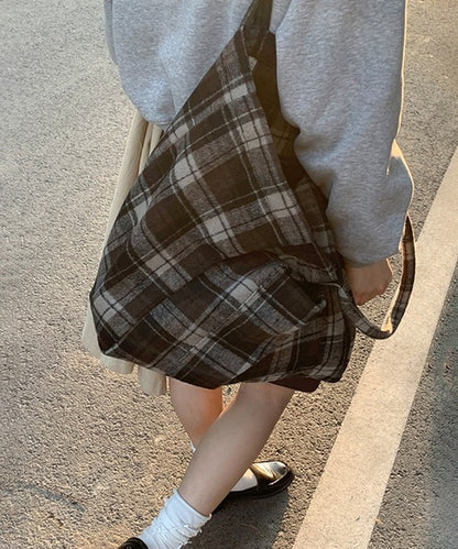 チェック柄トートバッグ