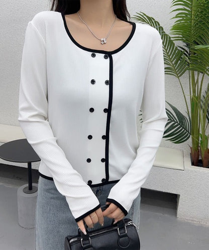 バイカラーダブルブレストトップス