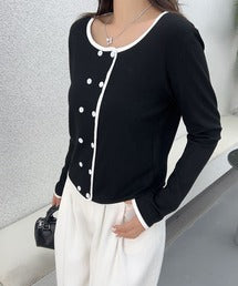 バイカラーダブルブレストトップス