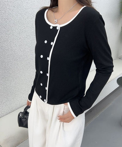 バイカラーダブルブレストトップス