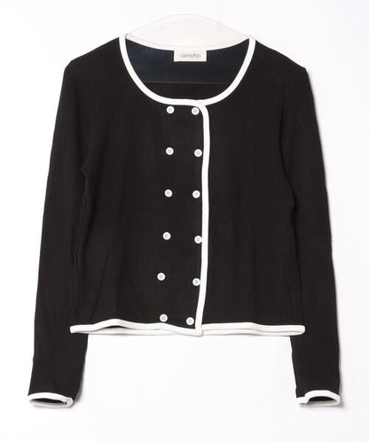 バイカラーダブルブレストトップス