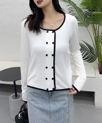 バイカラーダブルブレストトップス