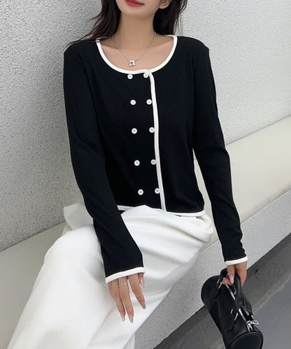 バイカラーダブルブレストトップス