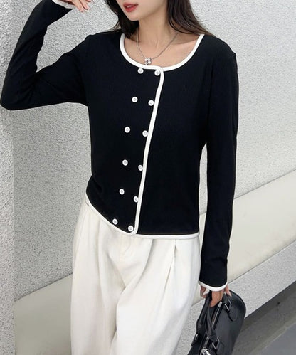 バイカラーダブルブレストトップス