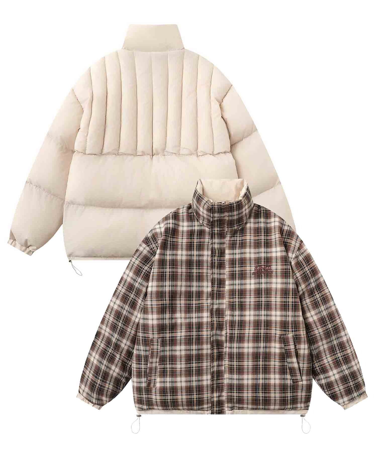 HOOK -select-　リバーシブルチェック柄中綿ハイネックブルゾン