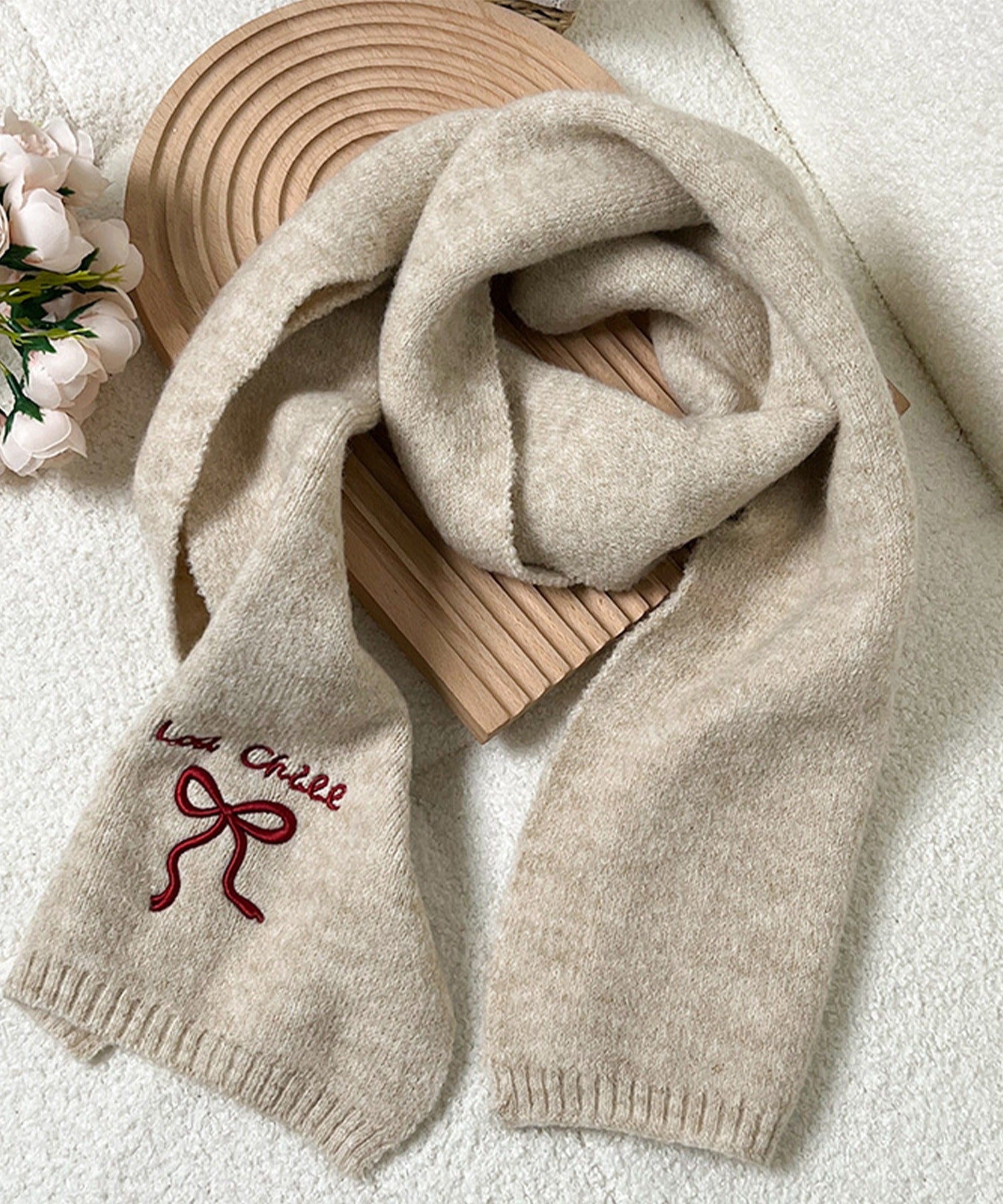 【Jasmine】リボン刺繍マフラー