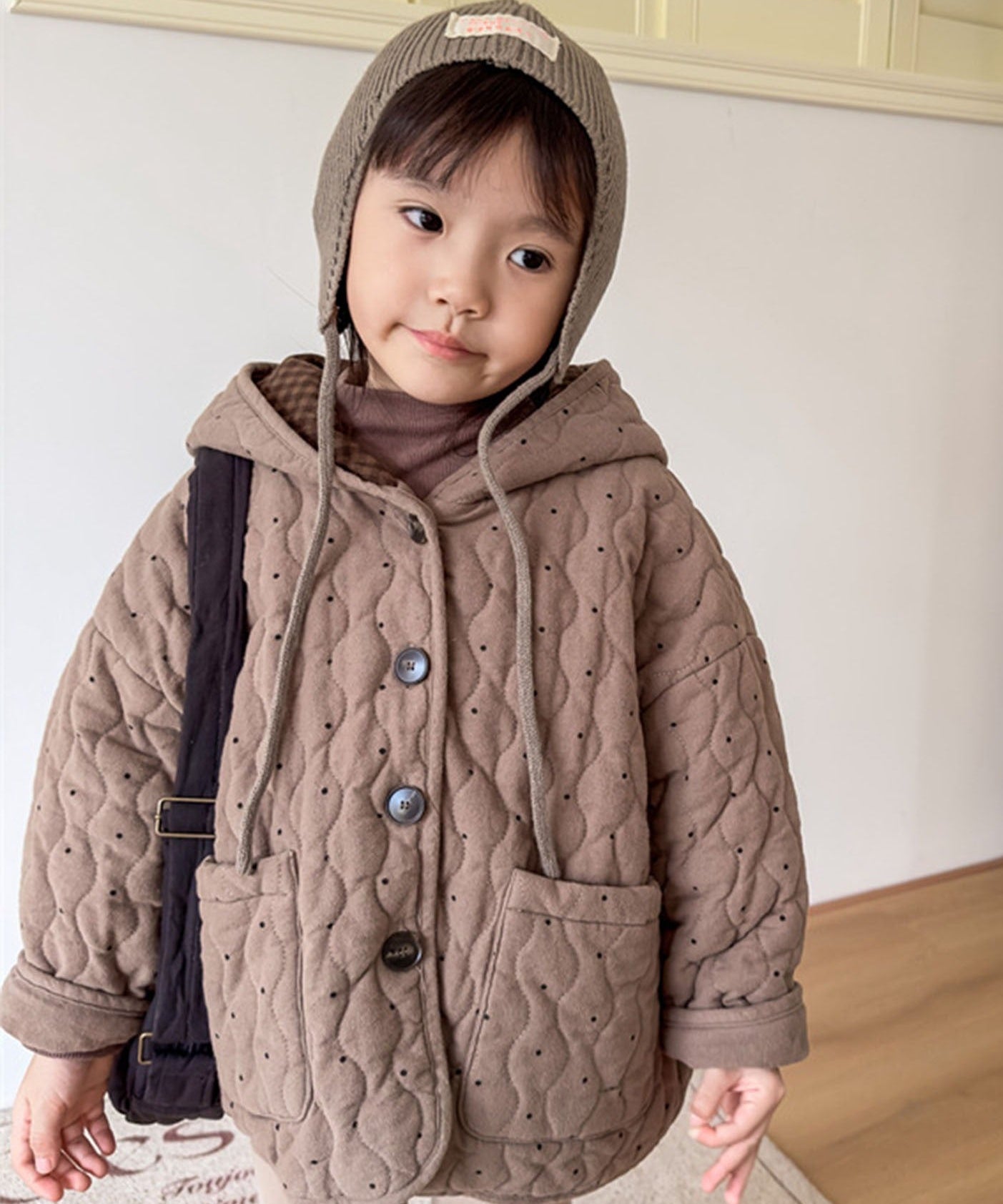 【aimoha-KIDS-】フード付きキルティングジャケット