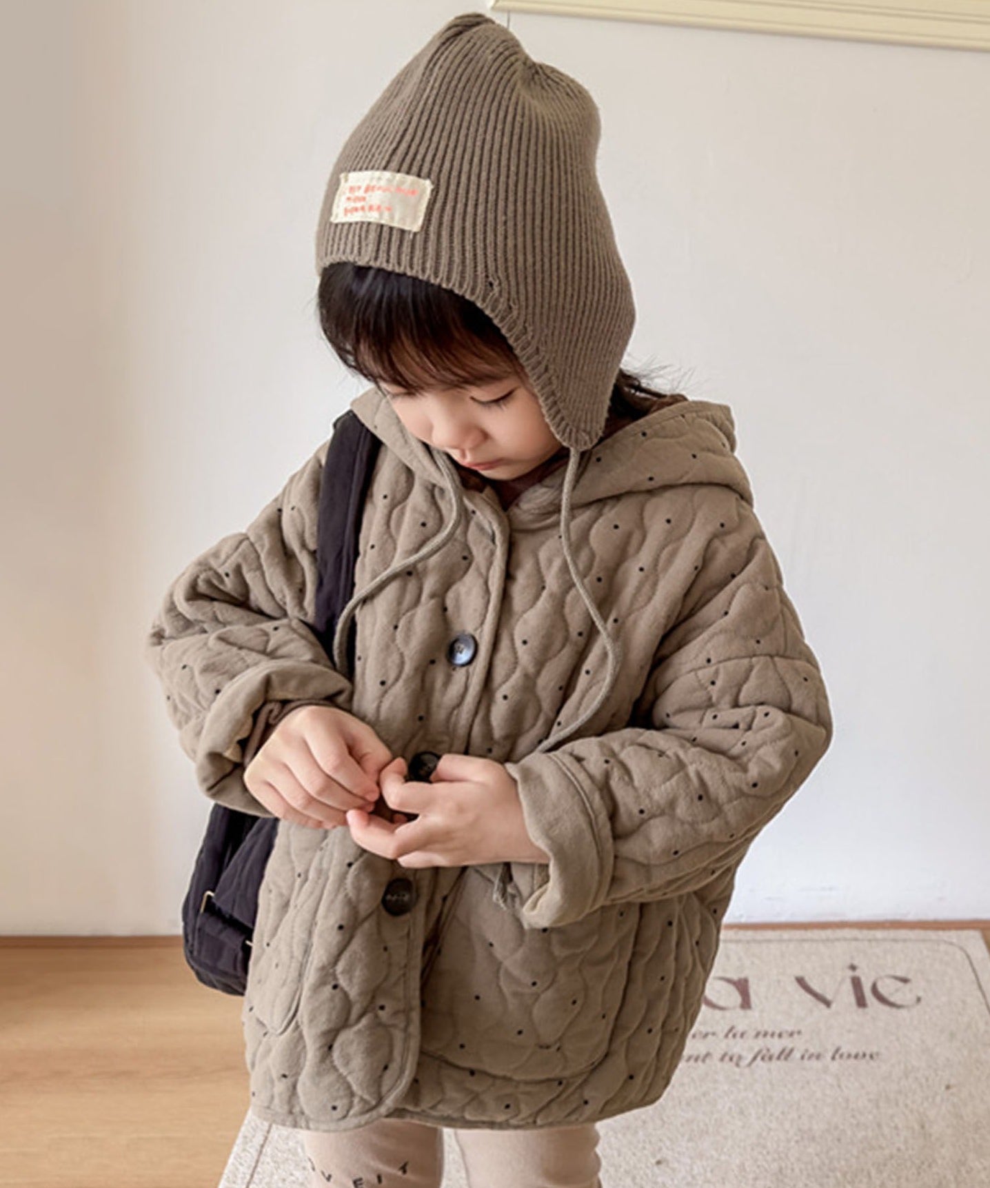 【aimoha-KIDS-】フード付きキルティングジャケット