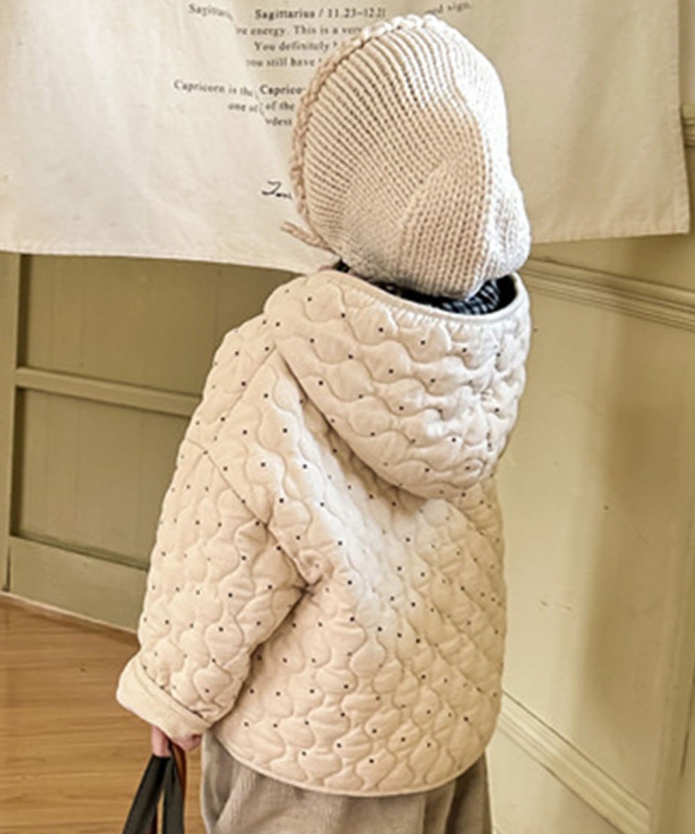 【aimoha-KIDS-】フード付きキルティングジャケット