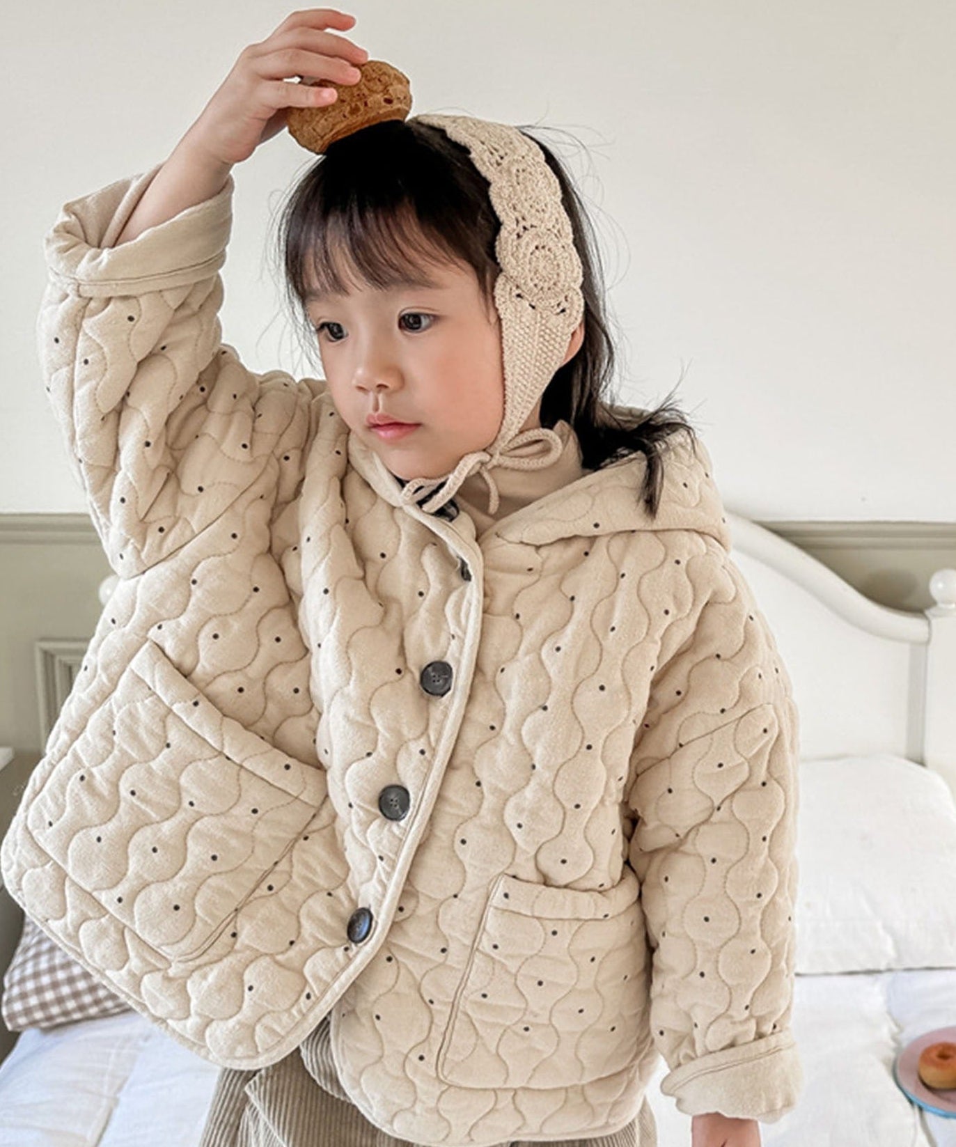 【aimoha-KIDS-】フード付きキルティングジャケット