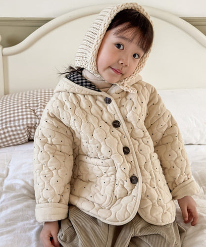 【aimoha-KIDS-】フード付きキルティングジャケット