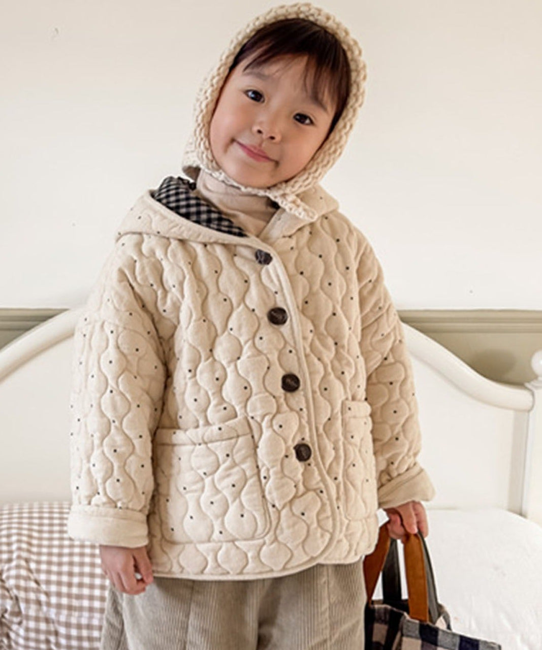 【aimoha-KIDS-】フード付きキルティングジャケット