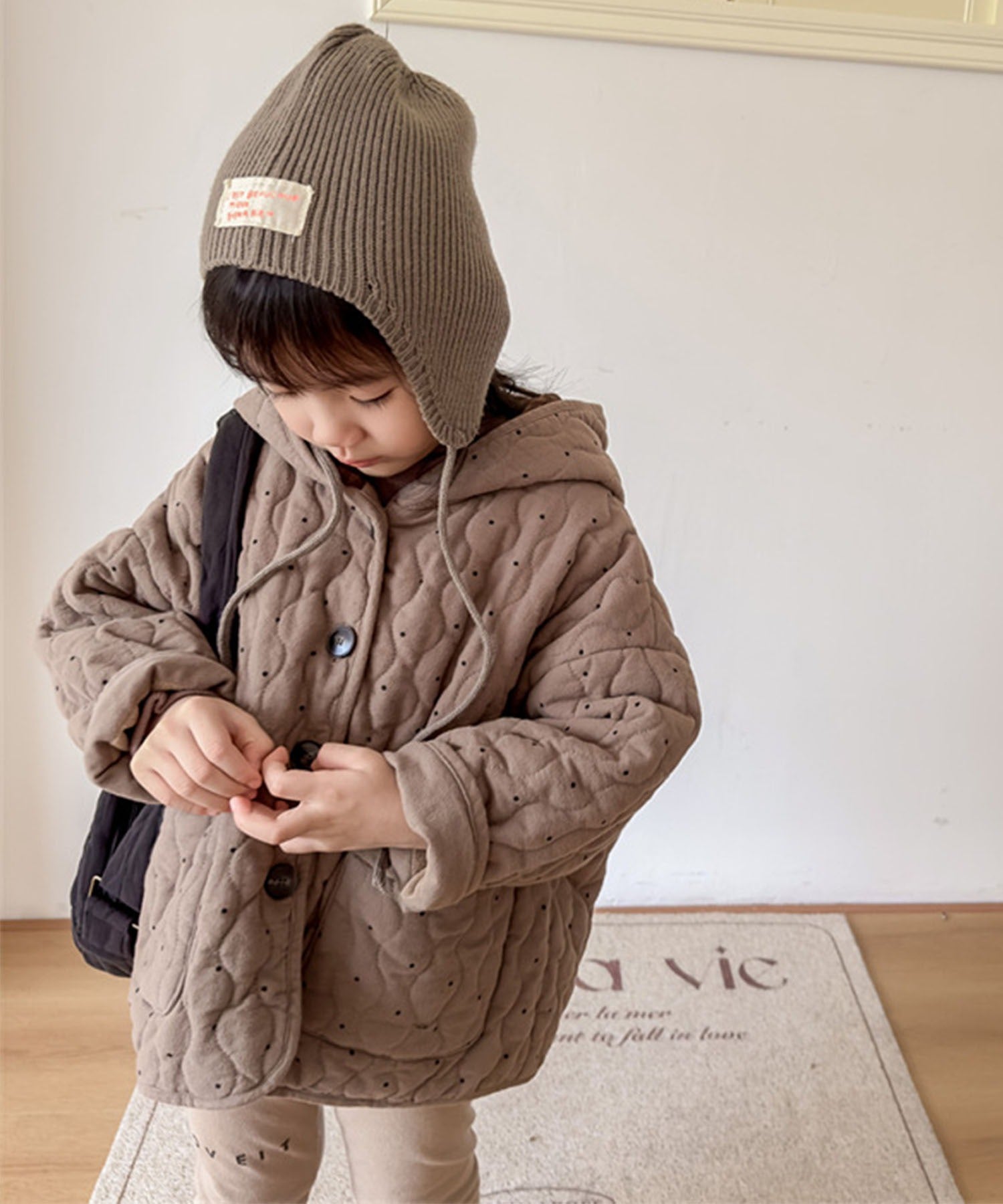 【aimoha-KIDS-】フード付きキルティングジャケット