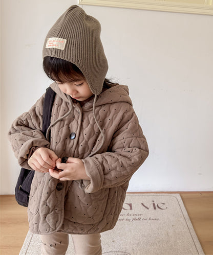 【aimoha-KIDS-】フード付きキルティングジャケット