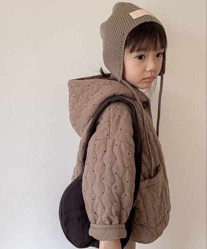 【aimoha-KIDS-】フード付きキルティングジャケット