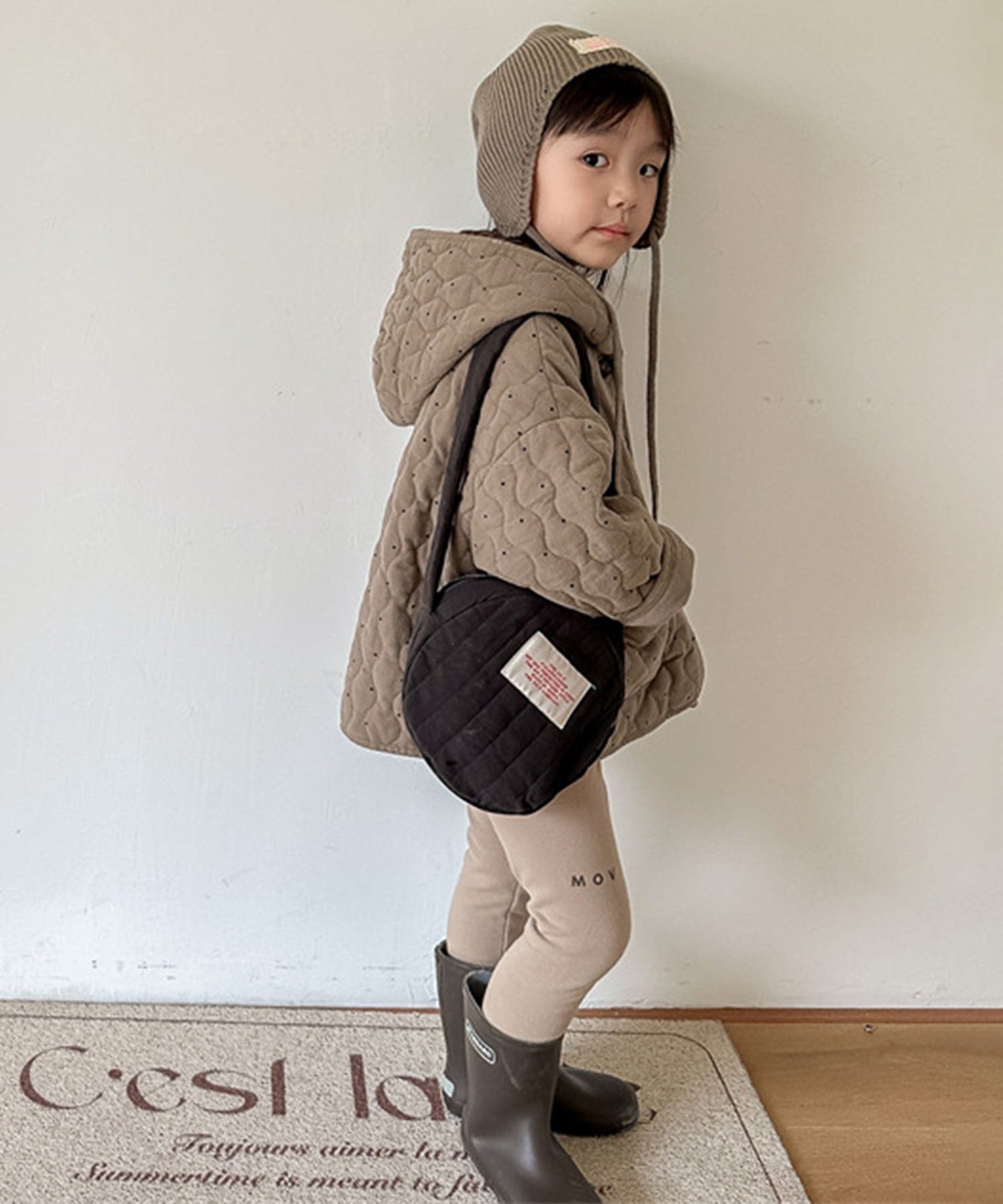 【aimoha-KIDS-】フード付きキルティングジャケット