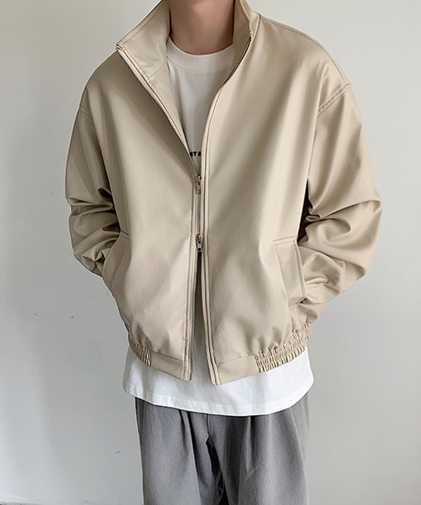 【aimoha Men's】STAND NECK PU BLOUSON スタンドネックブルゾン