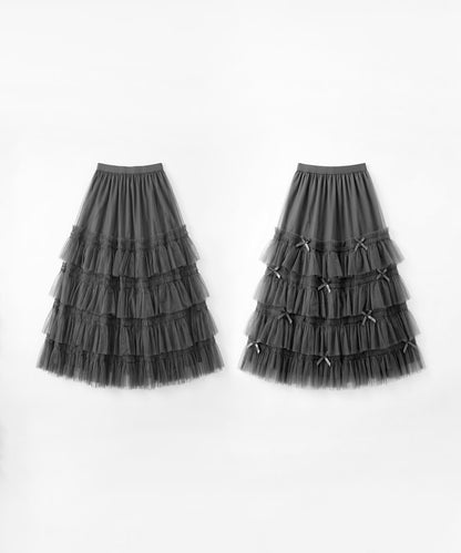 HOOK for girls リボン付きふわふわフリルロングスカート
