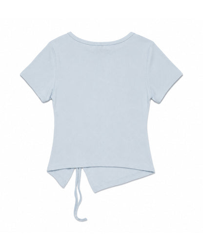 HOOK for girls リボングラフィック × サイドギャザー コンパクトストリートT