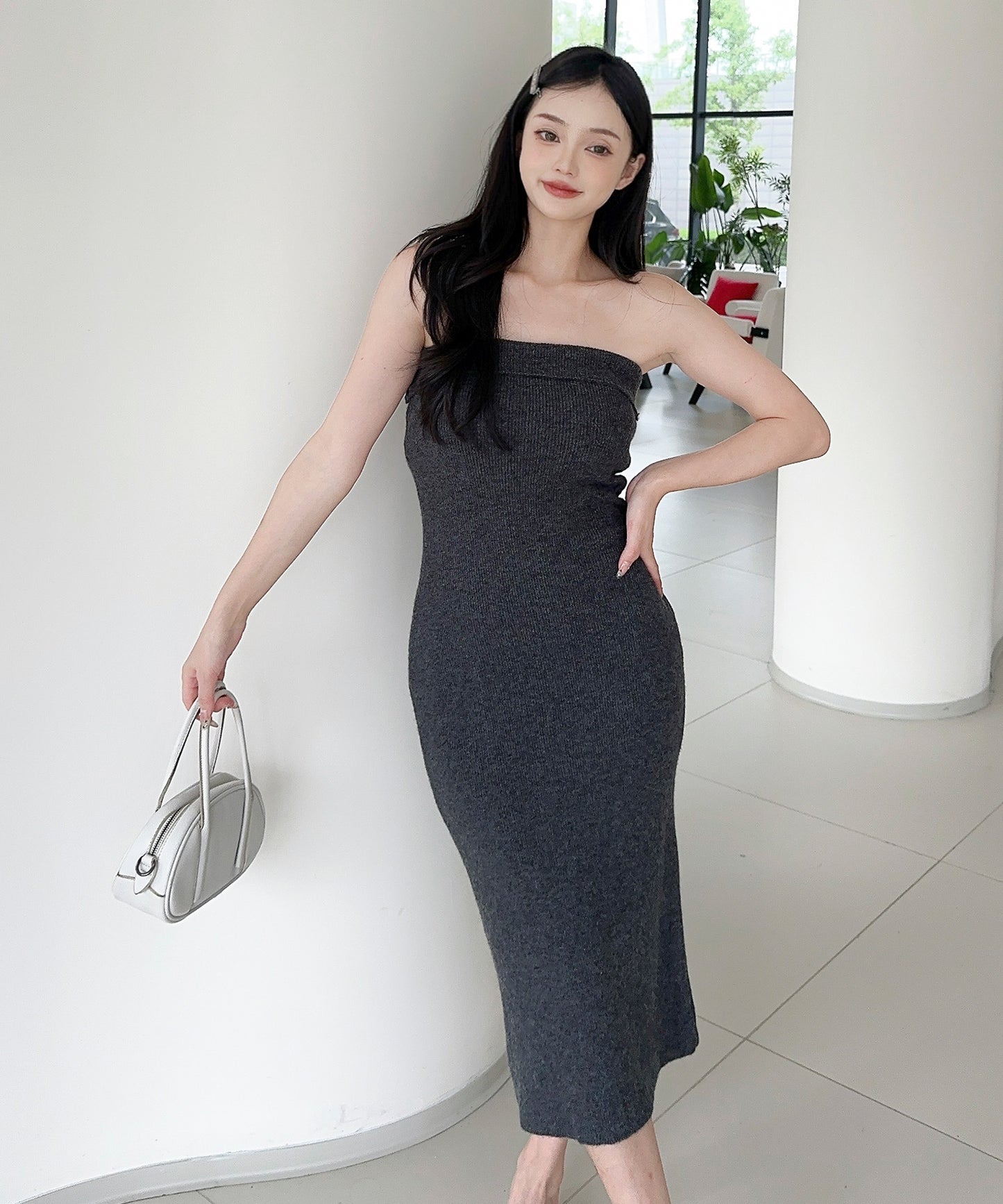 【Jasmine】ニットチューブワンピース＋ロングカーディガン