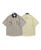 [HOOK] Retro-style embroidered plaid short-sleeved shirt