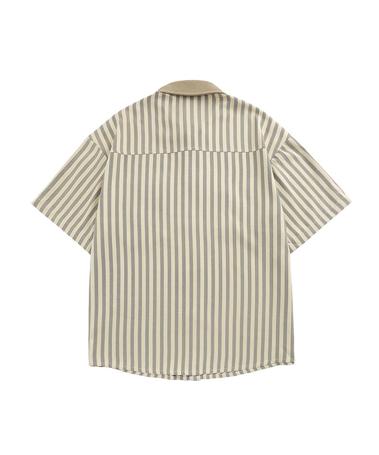 [HOOK] Retro style patch stripe big shirt