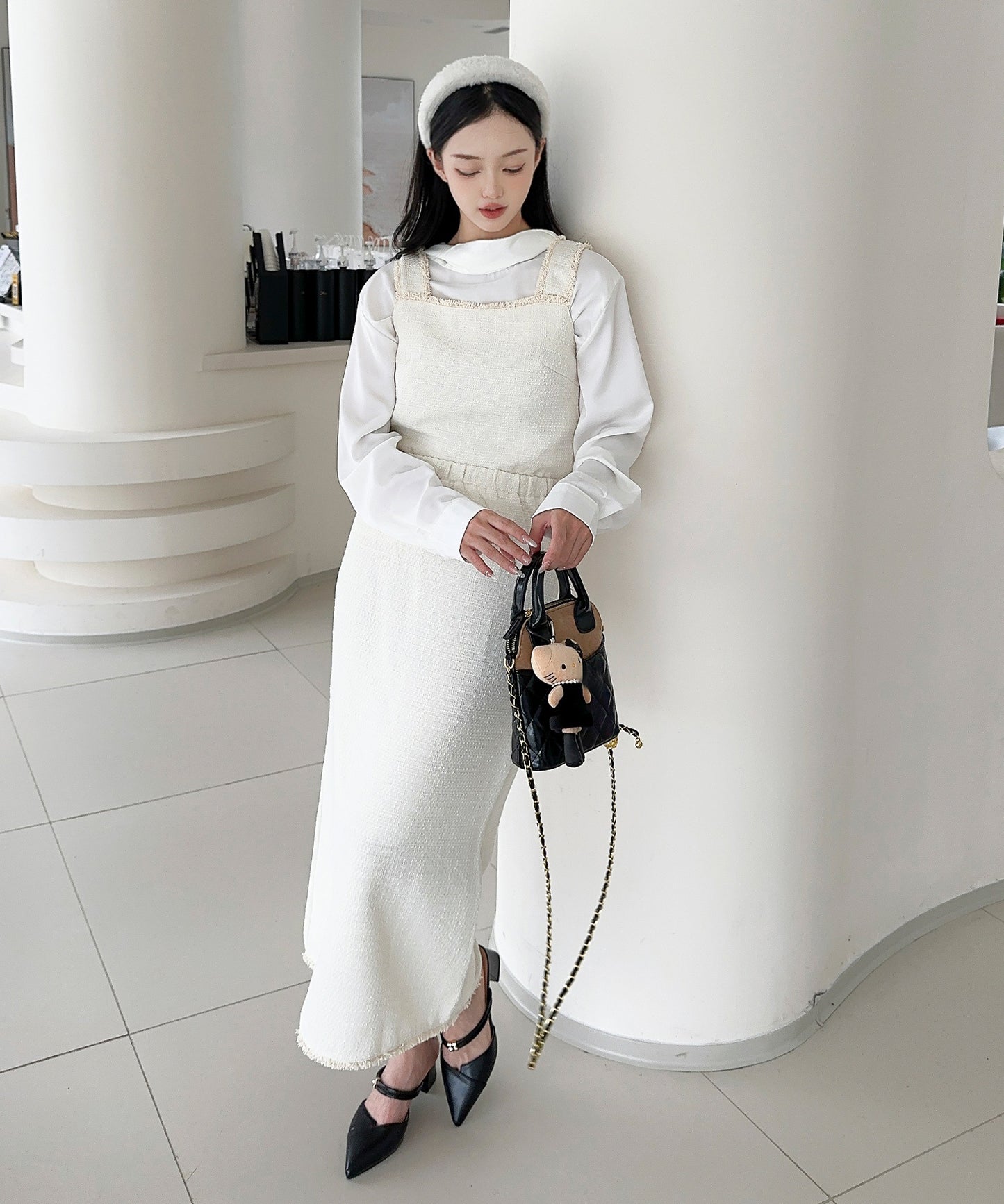 【Jasmine】ツイード調キャミソール＋ロングスカート