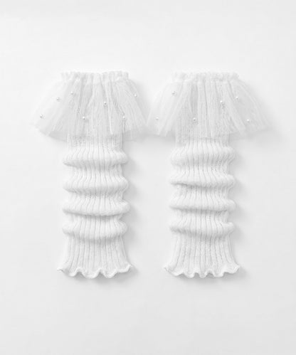 HOOK for girls くしゅくしゅ シアーニット レッグウォーマー コットン 春夏 バレエコア